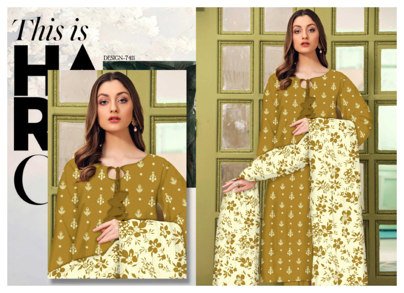 Sapphire LAWN Gold 3PC'S (Unstitcehd)